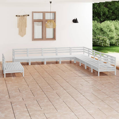 Set Salotto da Giardino 11 pz in Legno Massello di Pino Bianco - homemem39
