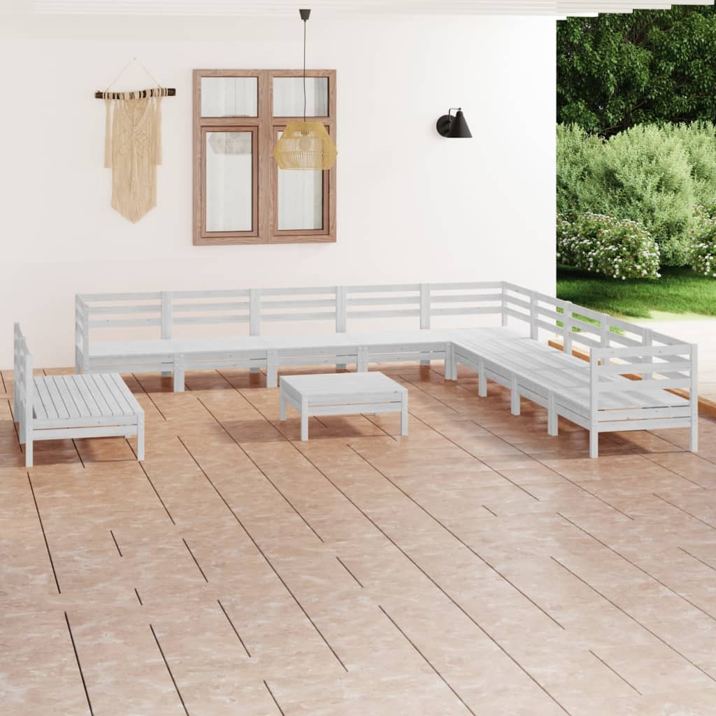 Set Salotto da Giardino 12 pz in Legno Massello di Pino Bianco - homemem39