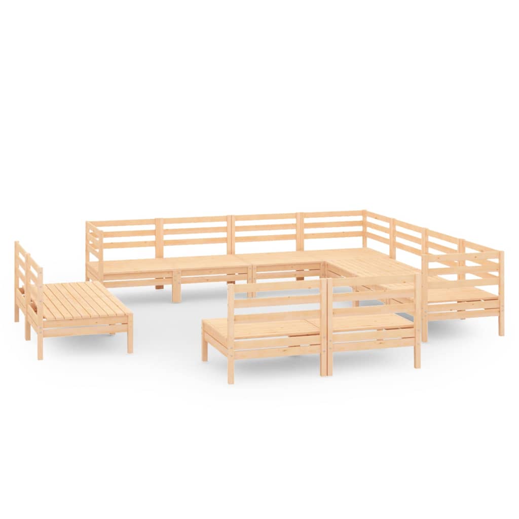 Set Salotto da Giardino 11 pz in Legno Massello di Pino