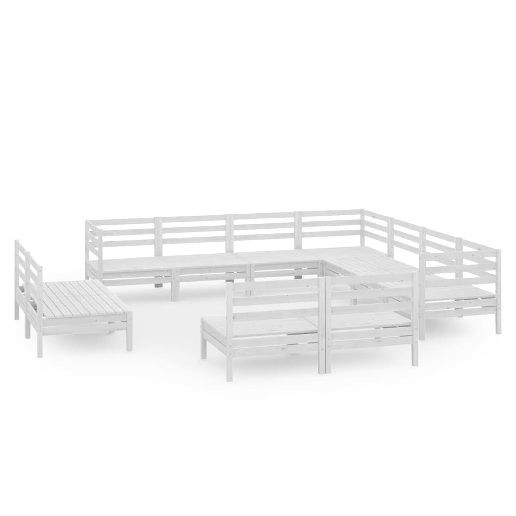 Set Salotto da Giardino 11 pz in Legno Massello di Pino Bianco - homemem39