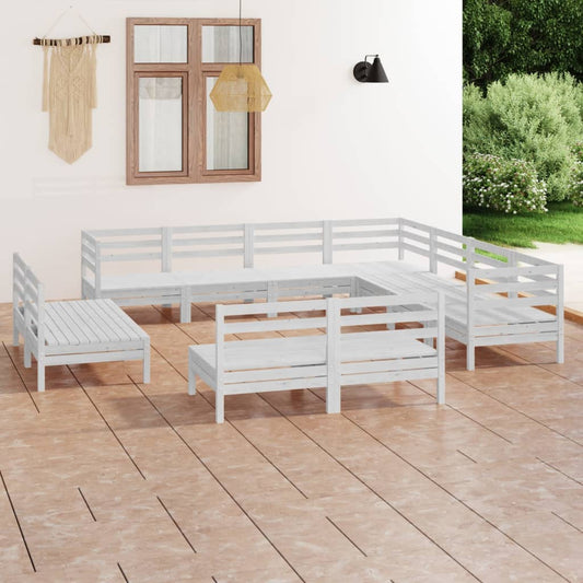 Set Salotto da Giardino 11 pz in Legno Massello di Pino Bianco - homemem39
