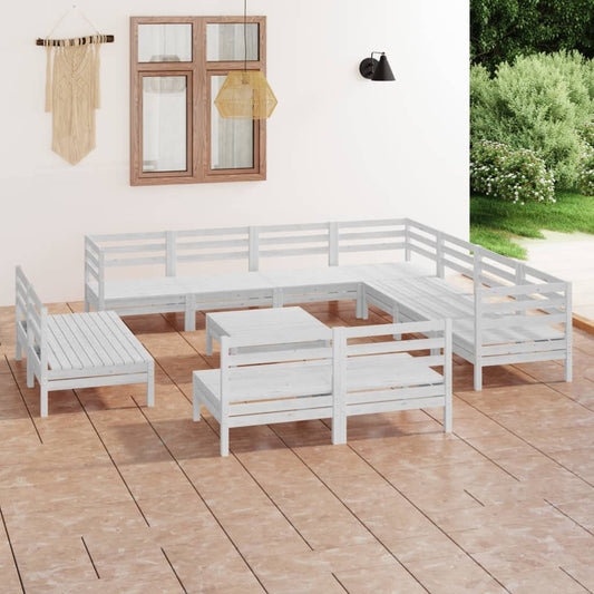 Set Salotto da Giardino 12 pz in Legno Massello di Pino Bianco - homemem39