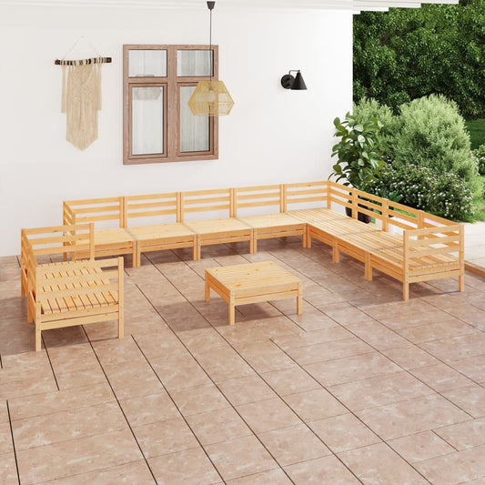 Set Salotto da Giardino 11 pz in Legno Massello di Pino | homemem39