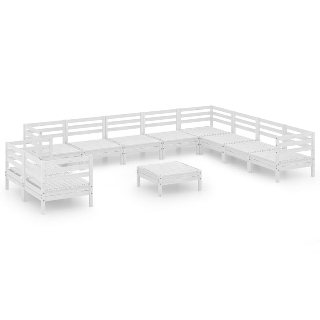 Set Salotto da Giardino 11 pz in Legno Massello di Pino Bianco - homemem39