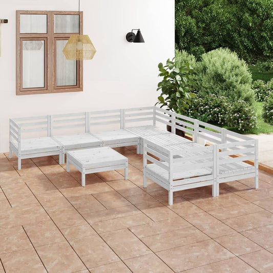 Set Salotto da Giardino 9 pz in Legno Massello di Pino Bianco - homemem39