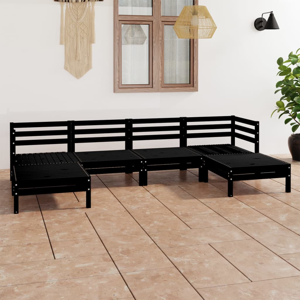 Set Salotto da Giardino 6 pz in Legno Massello di Pino Nero - homemem39
