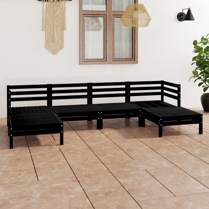 Set Salotto da Giardino 6 pz in Legno Massello di Pino Nero - homemem39