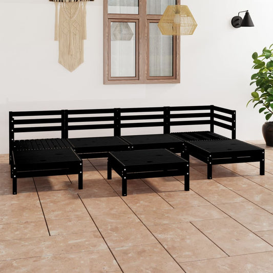 Set Salotto da Giardino 7 pz in Legno Massello di Pino Nero - homemem39