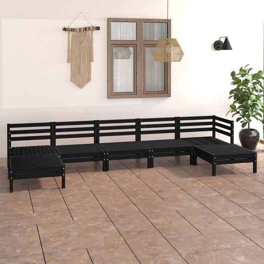 Set Salotto da Giardino 7 pz in Legno Massello di Pino Nero - homemem39