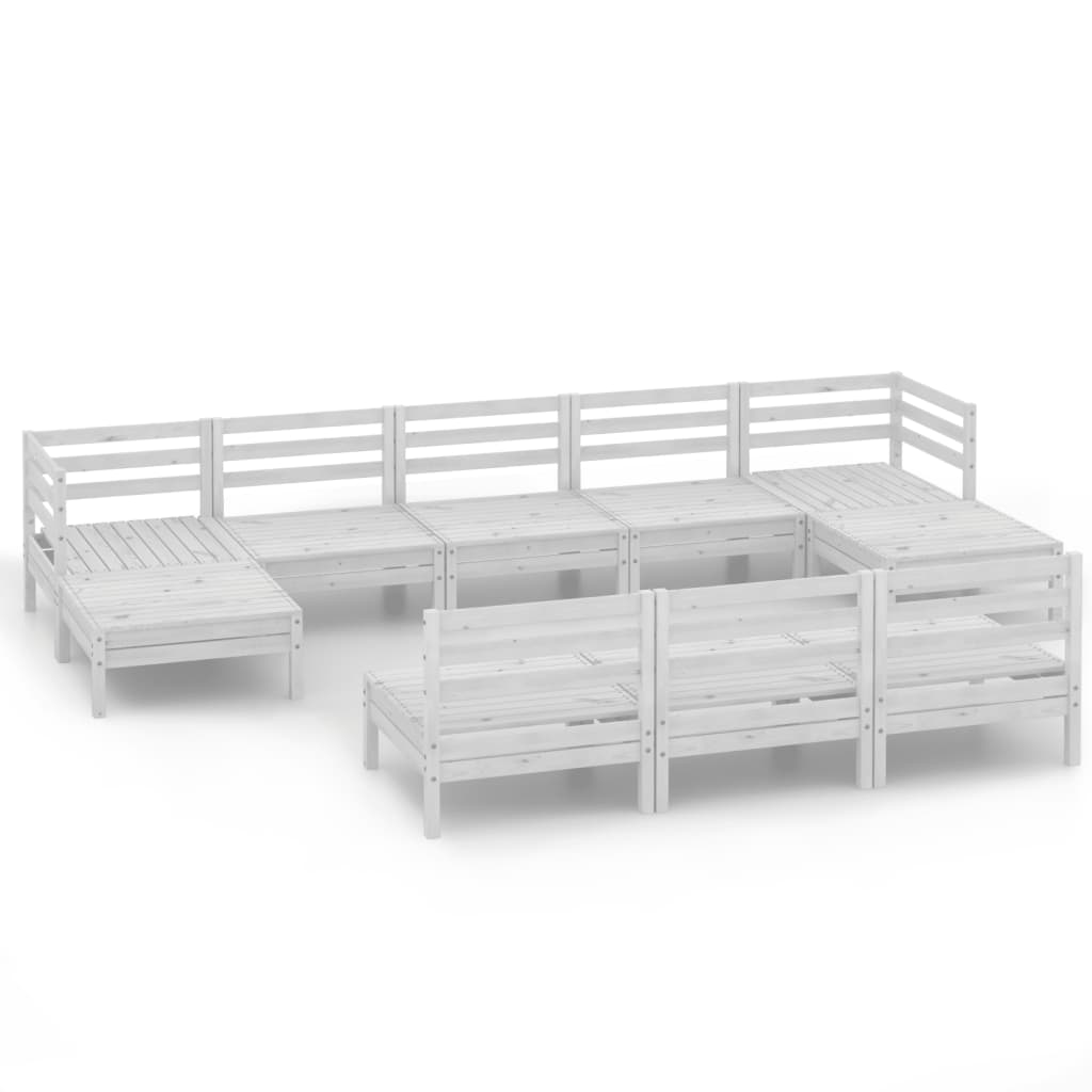 Set Salotto da Giardino 10 pz in Legno Massello di Pino Bianco - homemem39