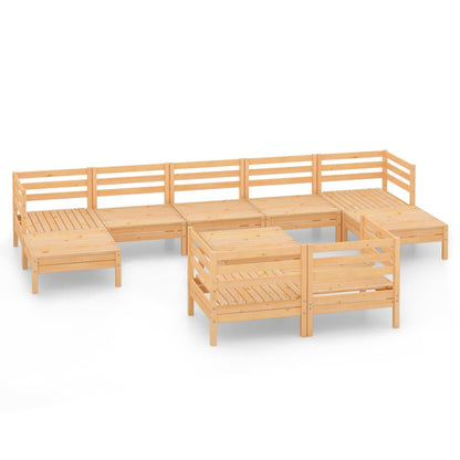 Set Salotto da Giardino 10 pz in Legno Massello di Pino