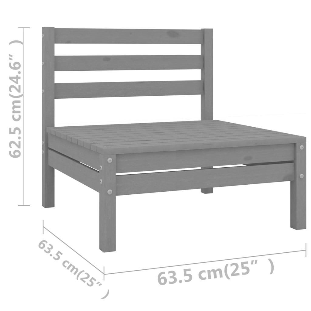 Set Salotto da Giardino 10 pz in Legno Massello di Pino Grigio - homemem39
