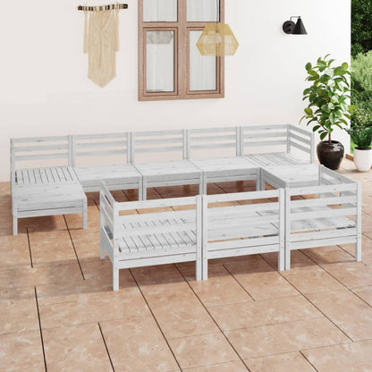 Set Salotto da Giardino 10 pz in Legno Massello di Pino Bianco - homemem39