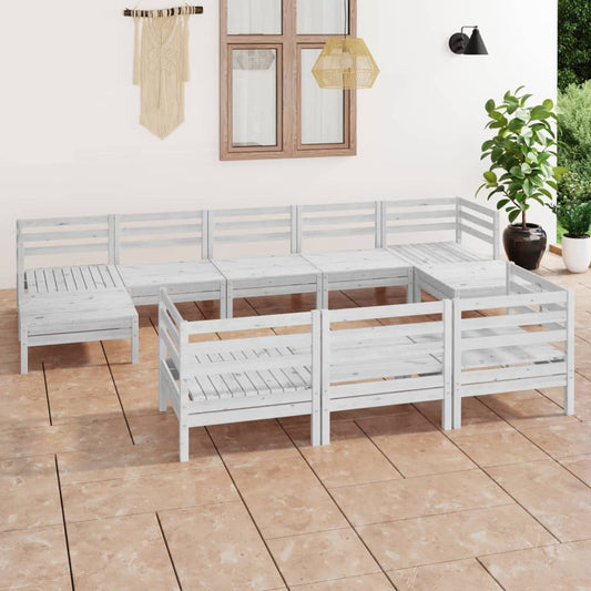 Set Salotto da Giardino 10 pz in Legno Massello di Pino Bianco - homemem39