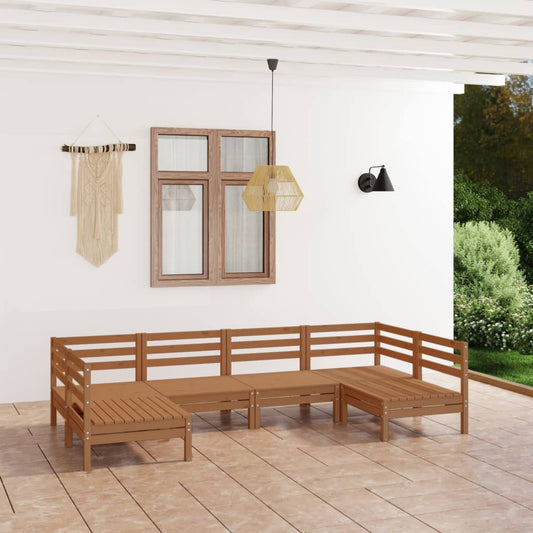 Set Salotto da Giardino 6 pz in Legno Massello di Pino ambra - homemem39