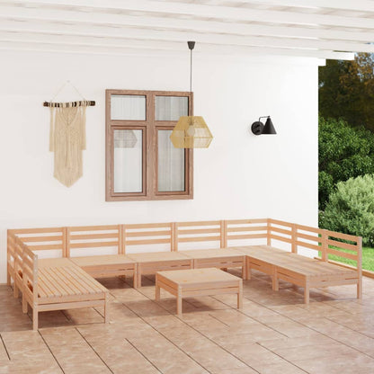 Set Salotto da Giardino 10 pz in Legno Massello di Pino