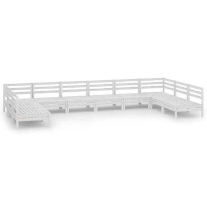 Set Salotto da Giardino 10 pz Bianco in Legno Massello di Pino - homemem39