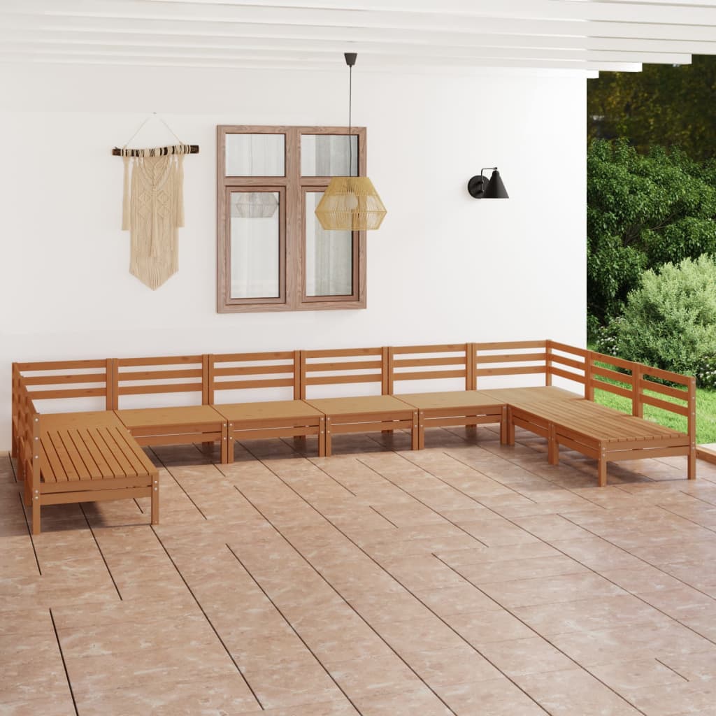 Set Salotto da Giardino 10 pz in Legno Massello di Pino ambra - homemem39