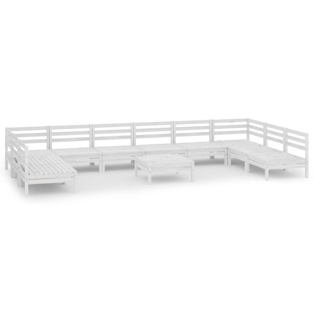 Set Salotto da Giardino 11 pz Bianco in Legno Massello di Pino - homemem39