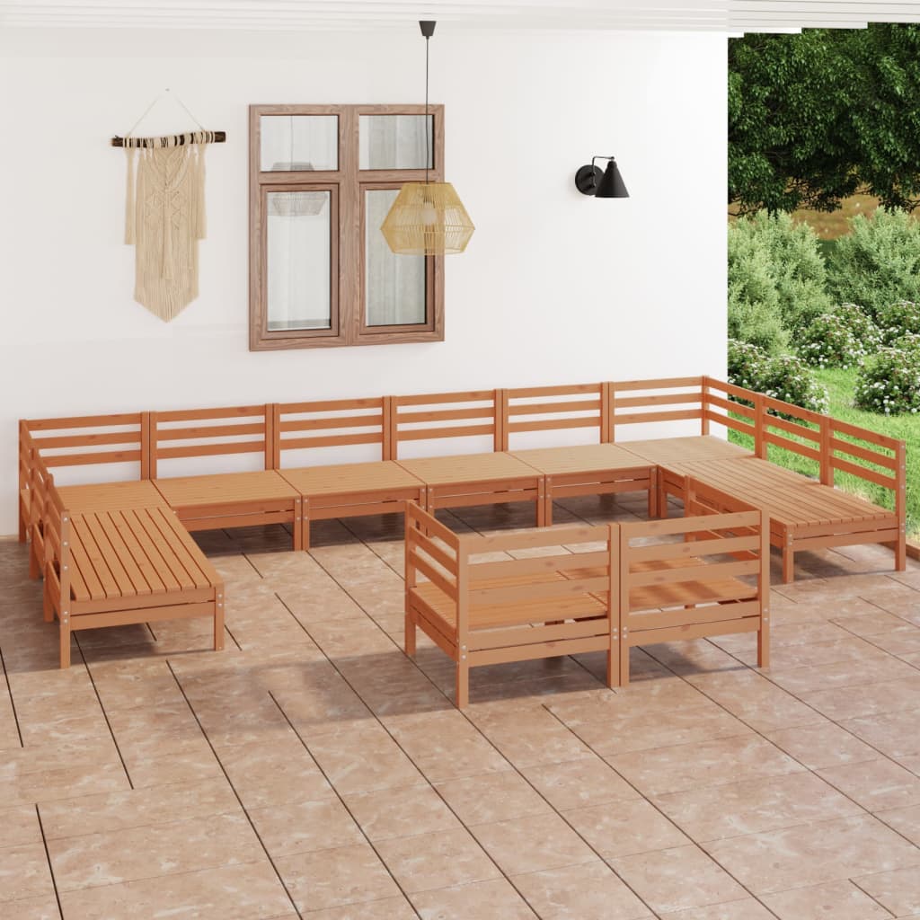 Set Salotto da Giardino 12 pz in Legno Massello di Pino ambra - homemem39
