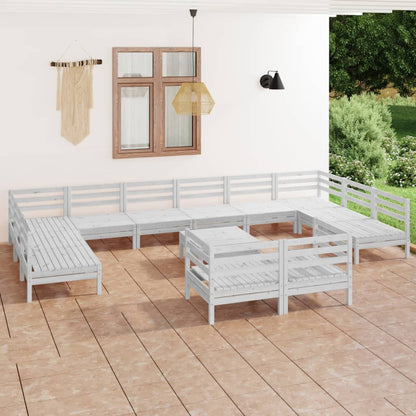 Set Salotto da Giardino 13 pz in Legno Massello di Pino Bianco - homemem39