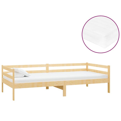 Divano Letto con Materasso 90x200 cm Legno Massello di Pino | homemem39
