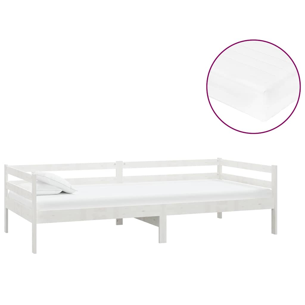 Divano Letto con Materasso 90x200 cm in Legno di Pino