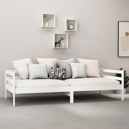 Divano Letto con Materasso 90x200 cm Bianco in Legno di Pino | homemem39