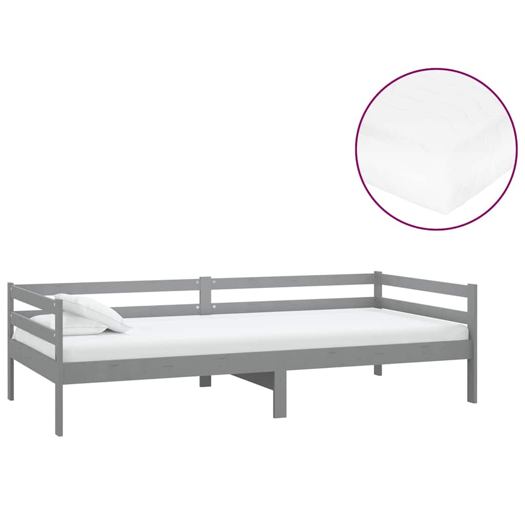 Divano Letto con Materasso 90x200 cm in Legno di Pino