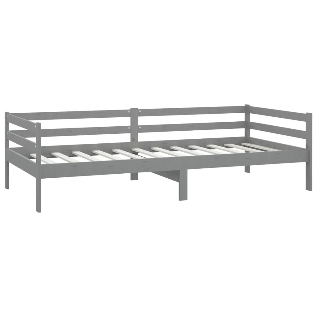 Divano Letto con Materasso 90x200 cm Grigio in Legno di Pino | homemem39
