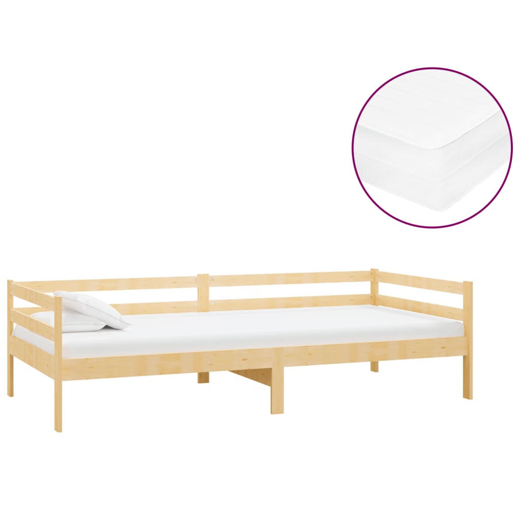 Divano Letto con Materasso 90x200 cm Legno Massello di Pino | homemem39