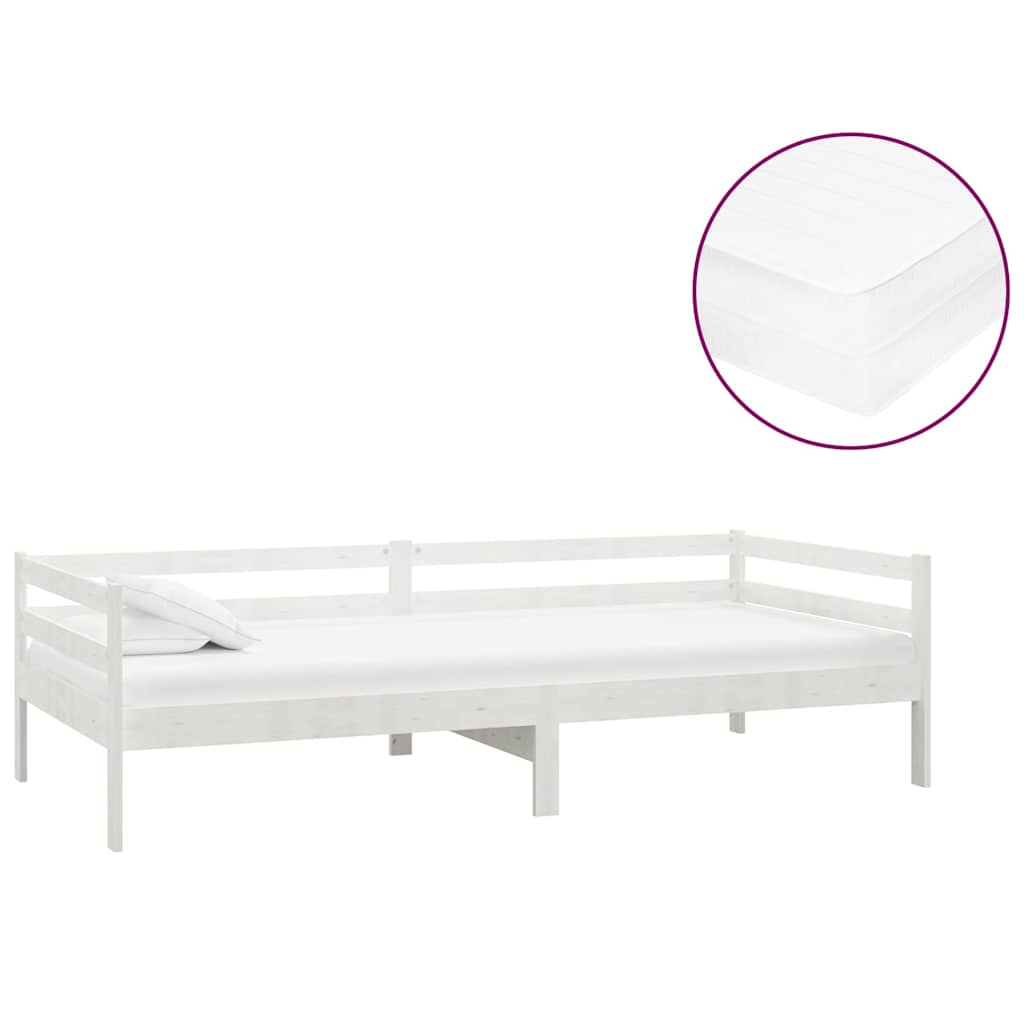 Divano Letto con Materasso 90x200 cm in Legno di Pino