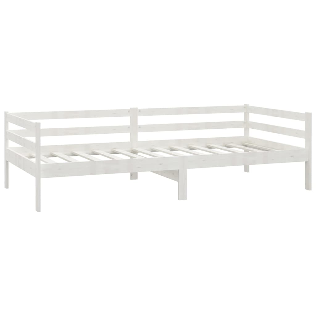 Divano Letto con Materasso 90x200 cm Bianco in Legno di Pino | homemem39