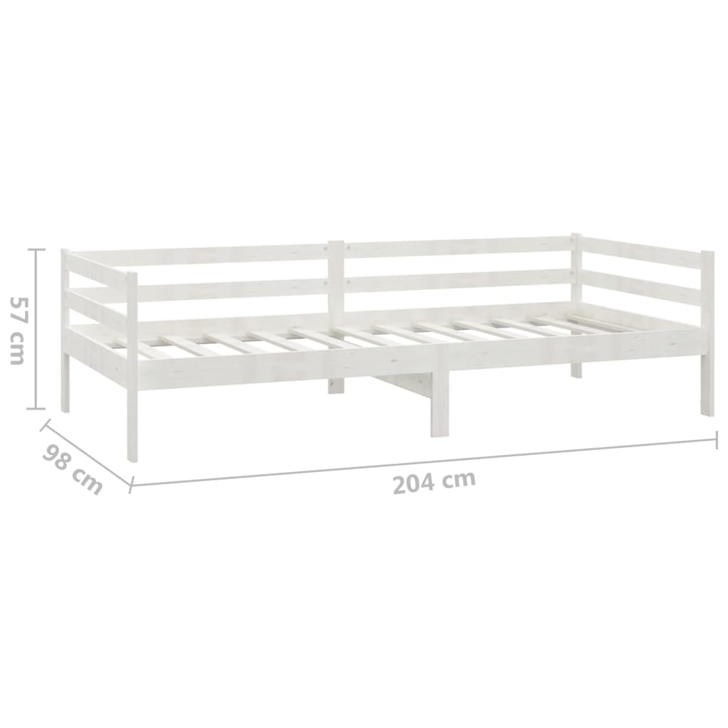 Divano Letto con Materasso 90x200 cm Bianco in Legno di Pino | homemem39