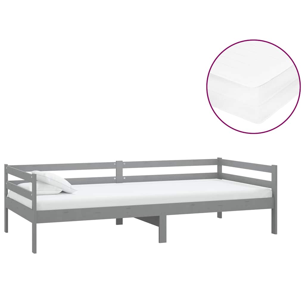 Divano Letto con Materasso 90x200 cm in Legno di Pino