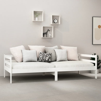 Divano Letto con Materasso 90x200 cm Bianco in Legno di Pino | homemem39