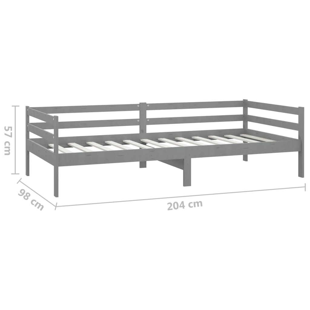 Divano Letto con Materasso 90x200 cm Grigio in Legno di Pino | homemem39