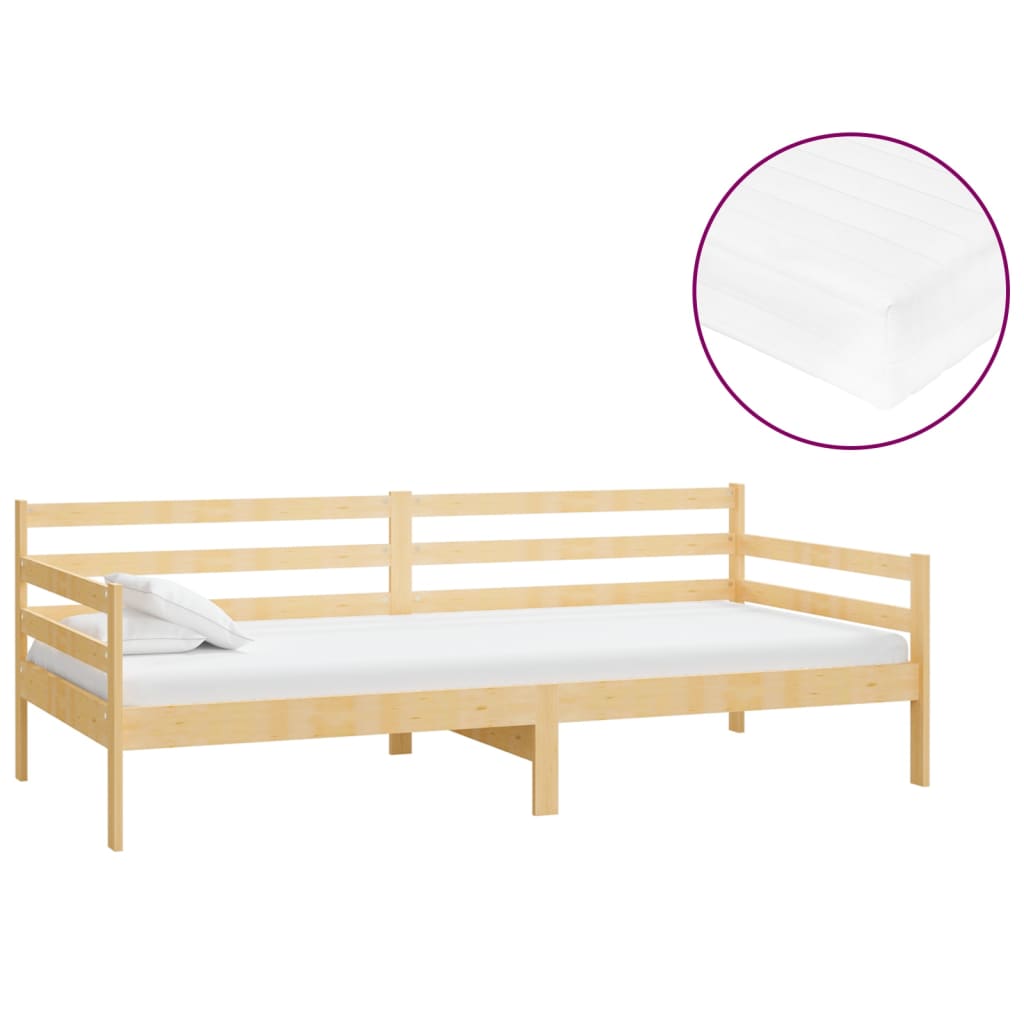 Divano Letto con Materasso 90x200 cm Legno Massello di Pino | homemem39