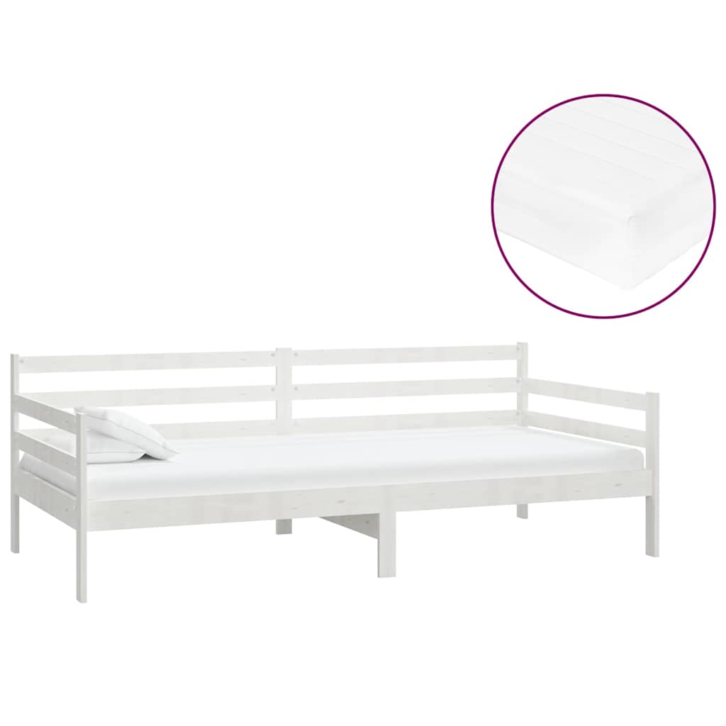 Divano Letto con Materasso 90x200 cm in Legno di Pino