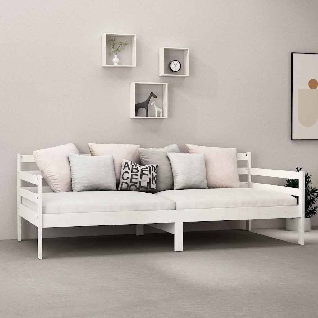 Divano Letto con Materasso 90x200 cm in Legno di Pino