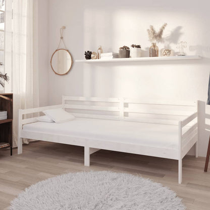Divano Letto con Materasso 90x200 cm Bianco in Legno di Pino | homemem39