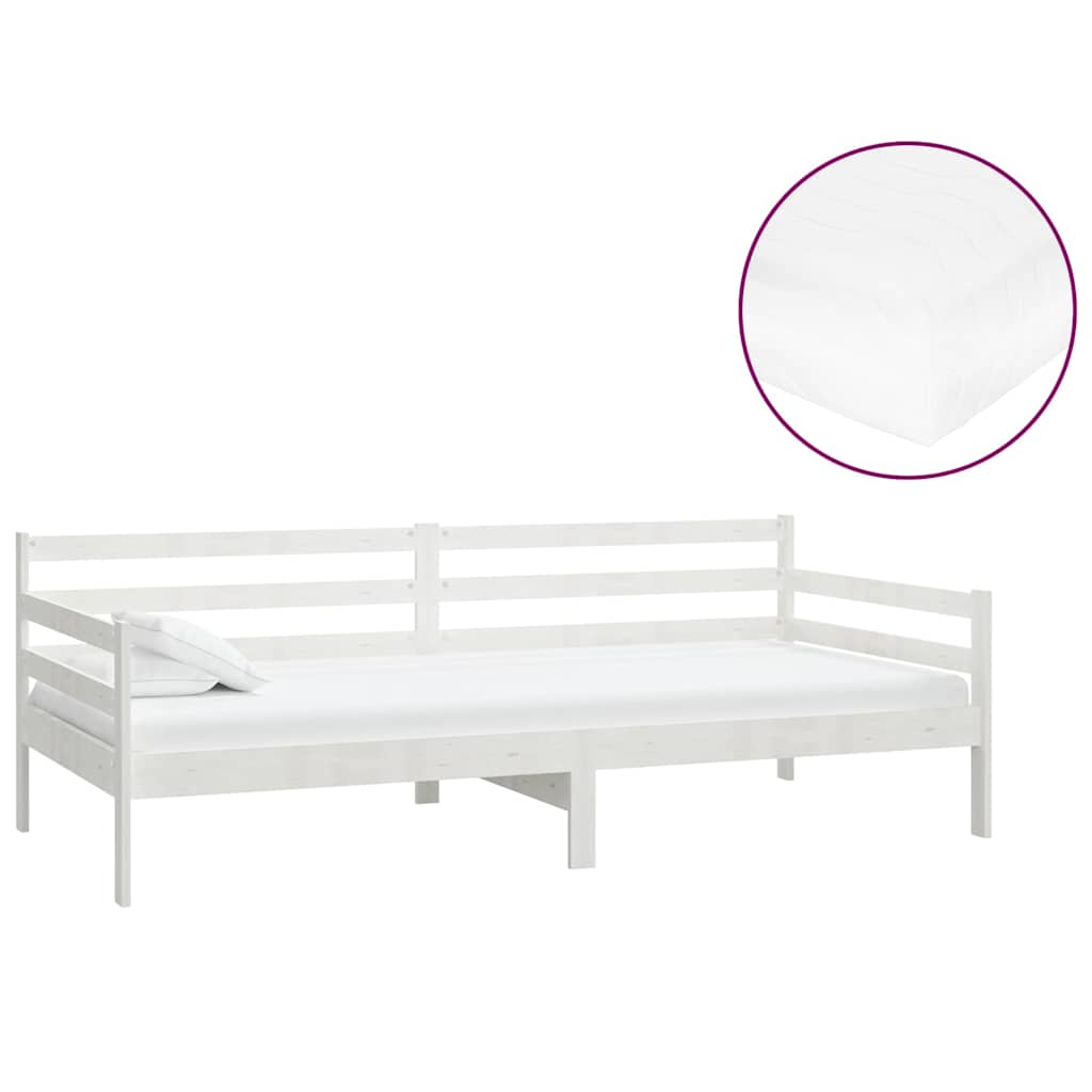 Divano Letto con Materasso 90x200 cm in Legno di Pino