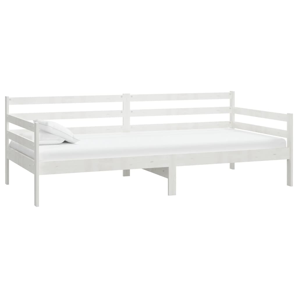 Divano Letto con Materasso 90x200 cm Bianco in Legno di Pino | homemem39
