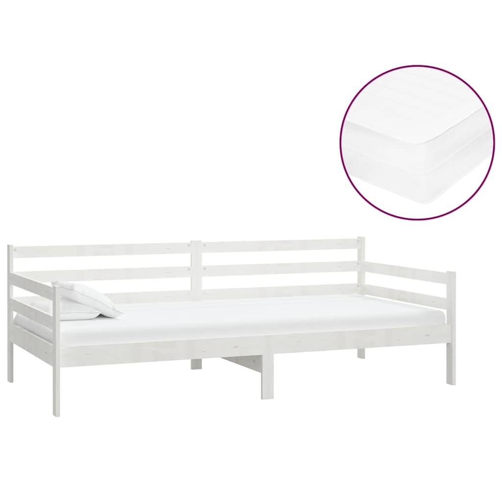 Divano Letto con Materasso 90x200 cm in Legno di Pino