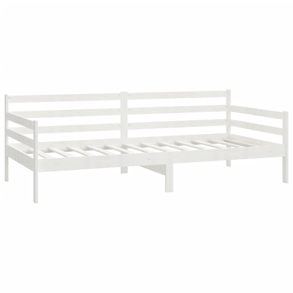 Divano Letto con Materasso 90x200 cm Bianco in Legno di Pino | homemem39