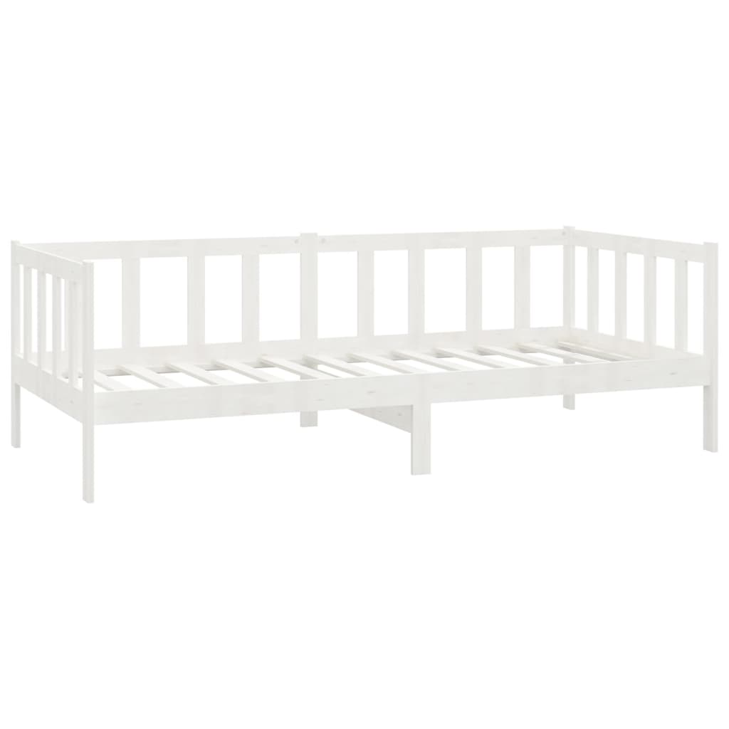 Divano Letto con Materasso 90x200 cm Bianco in Legno di Pino