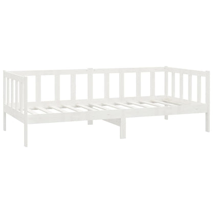 Divano Letto con Materasso 90x200 cm Bianco in Legno di Pino
