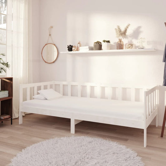 Divano Letto con Materasso 90x200 cm Bianco in Legno di Pino | homemem39
