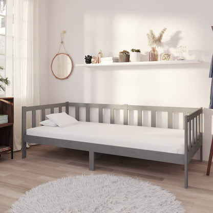 Divano Letto con Materasso 90x200 cm Grigio in Legno di Pino | homemem39