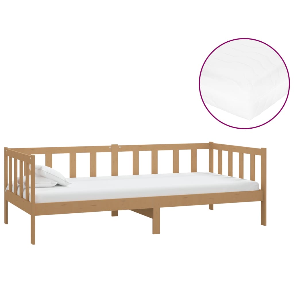 Divano Letto con Materasso 90x200 cm ambra in Legno di Pino | homemem39
